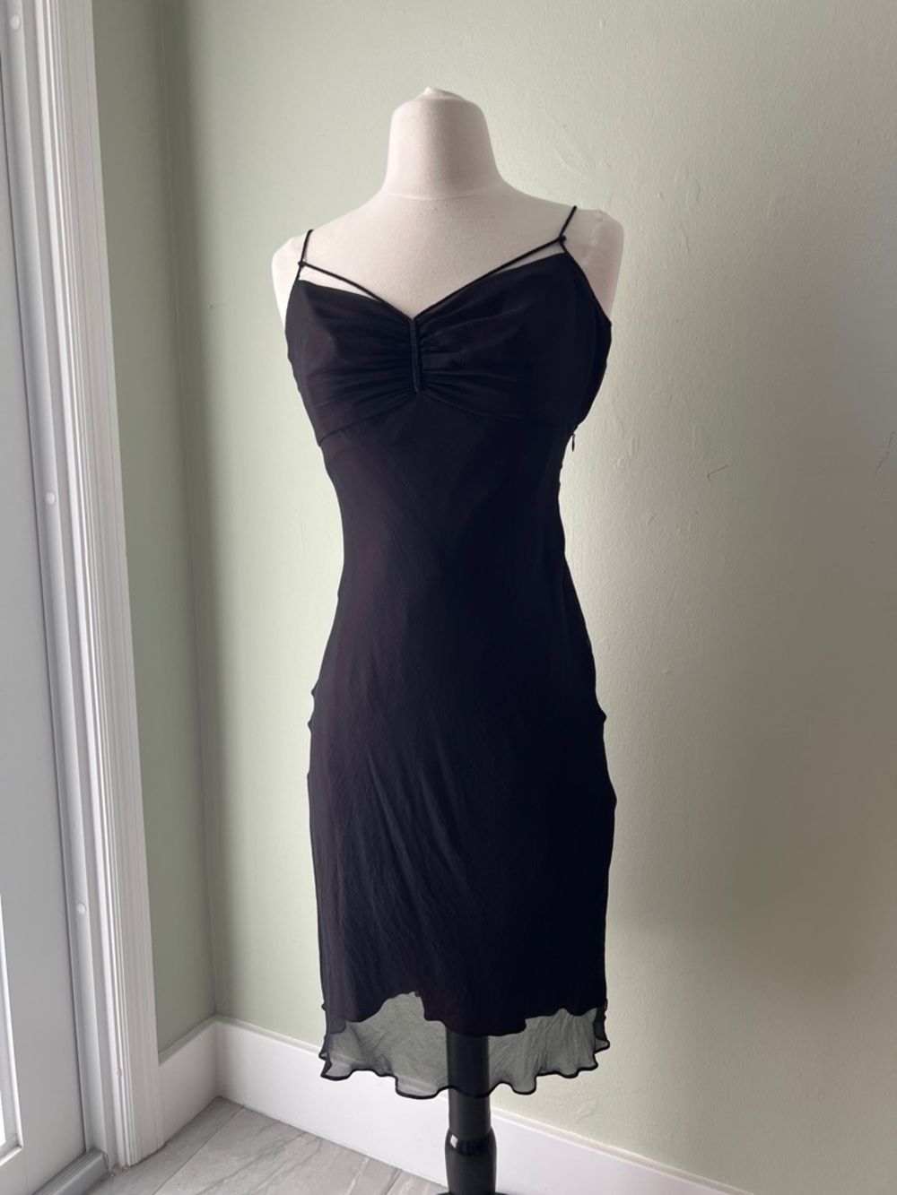 Elie Tahari Black and Wine Slip Dress
